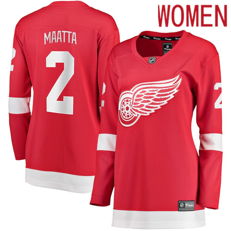 Women Detroit Red Wings #2 Olli Maatta Fanatics Branded Red Home Breakaway Player NHL Jersey